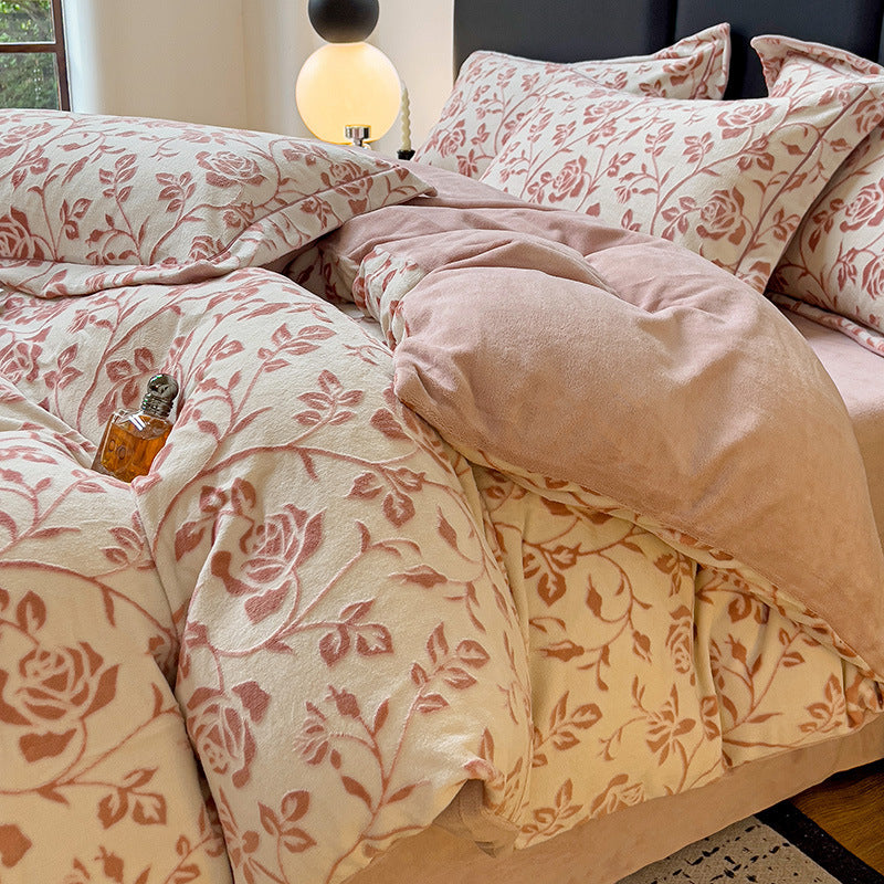 Milchfaser-Fleece Bettwäsche-Set mit 6D-Prägung