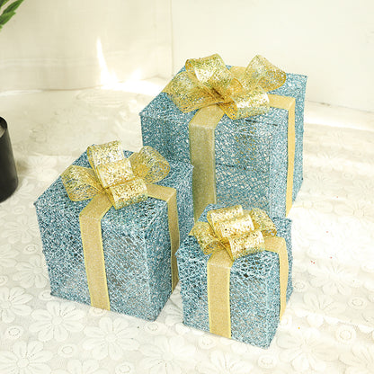 Beleuchtetes Weihnachts-Geschenkbox-Set aus Eisen