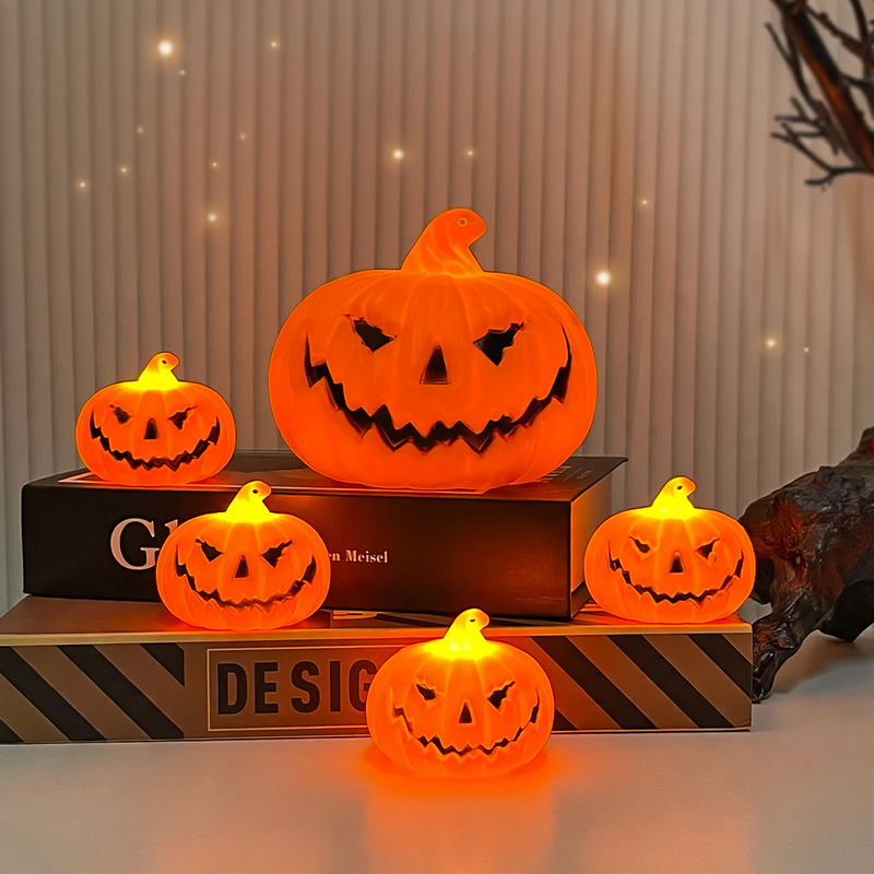LED-Kürbislampe mit Tragegriff für Halloween-Dekoration