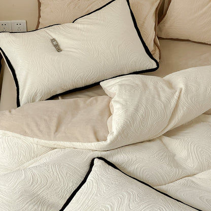Gestepptes Milchfaser-Fleece Bettwäsche-Set, extra dick