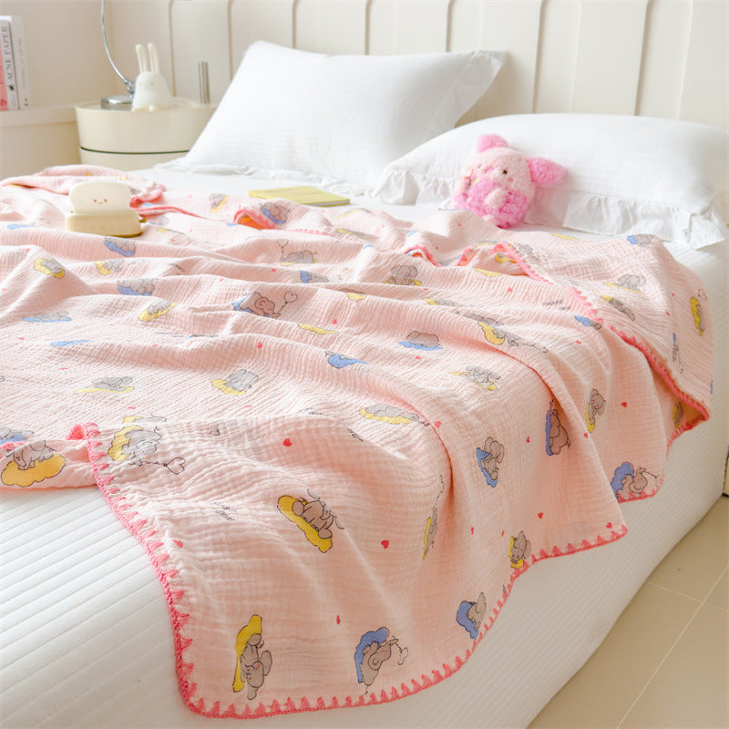 Leichte Sommerdecke aus reiner Baumwolle, Crinkle-Optik