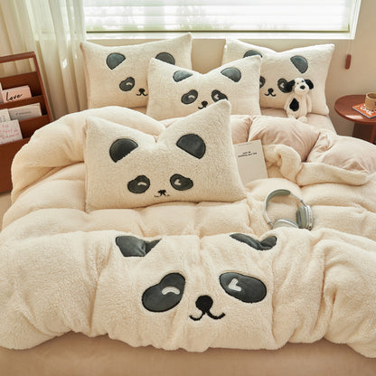 Flauschiges Milchfaser-Fleece-Bettwäsche-Set, verspielt