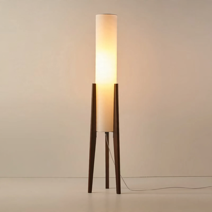 Vintage LED-Stehleuchte mit Holzgestell
