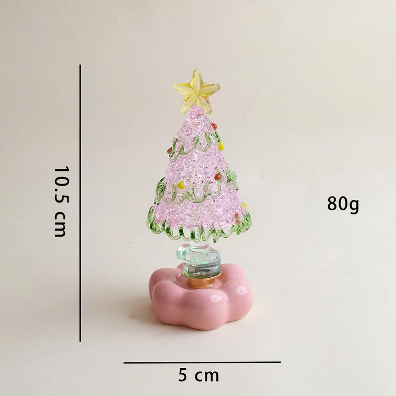 Dekorative, rotierende LED-Weihnachtsbaum-Figur aus Glas