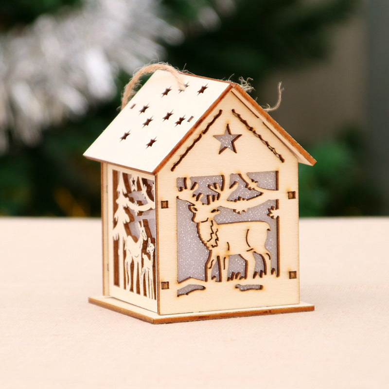 Beleuchtetes Holz-Weihnachtshaus, dekorativ