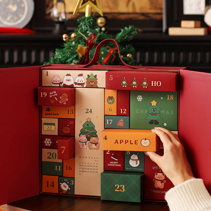 Weihnachts-Adventskalender-Geschenkbox, 24 Fächer, Stoff