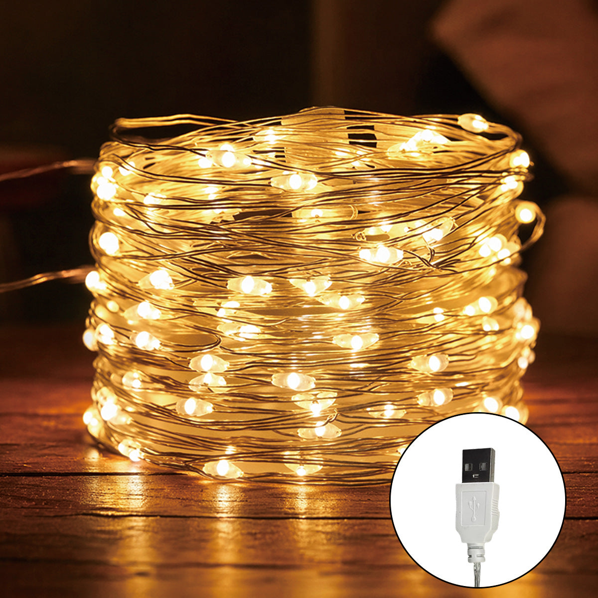 LED-Sternen-Lichterkette, Kupferdraht