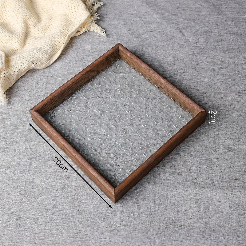 Holz-Glastablett mit Hawthorn-Muster, europäisch