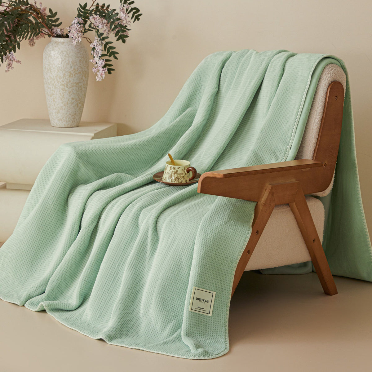 Waffel-Wohndecke aus Milchfaser-Fleece