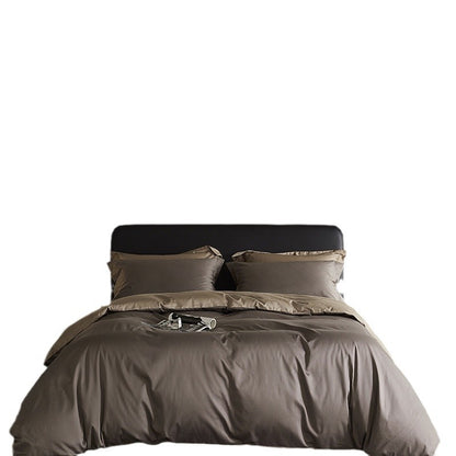 4-teiliges Bettwäsche-Set, Langstapelbaumwolle, Satin-Webung, unifarben