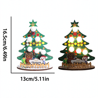 Dekorative Holz-Weihnachtsbaum-Tischleuchte mit LED