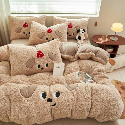 Flauschiges Milchfaser-Fleece-Bettwäsche-Set, verspielt