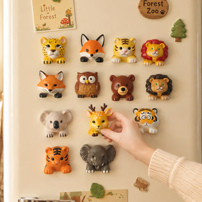 3D-Wildtier-Magnete aus Kunstharz, Cartoon-Stil