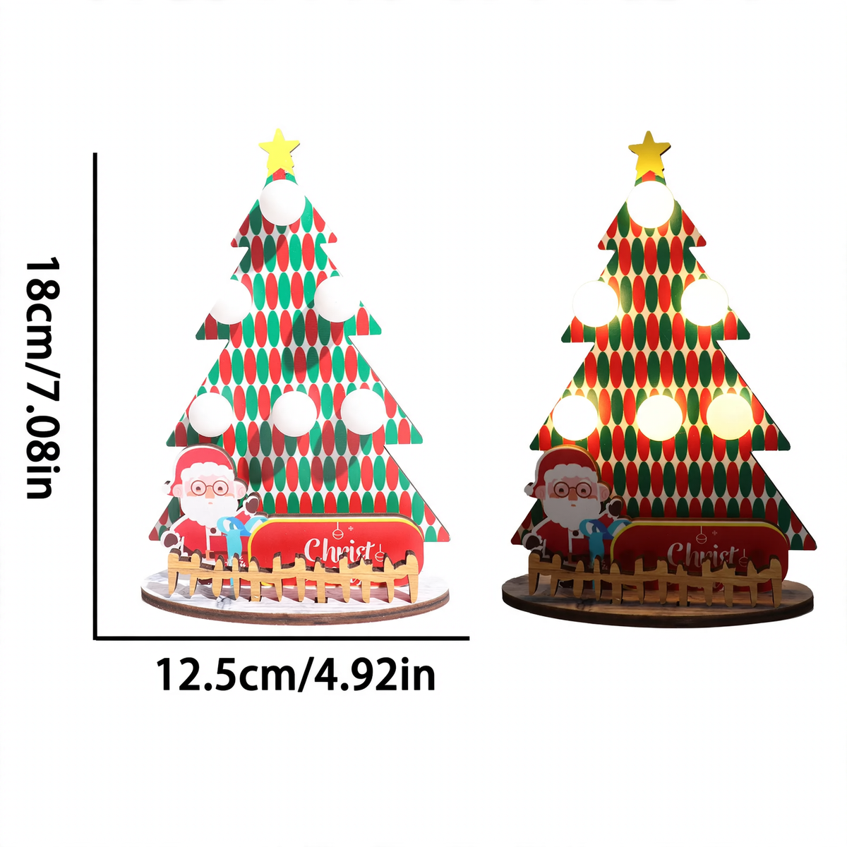 Dekorative Holz-Weihnachtsbaum-Tischleuchte mit LED