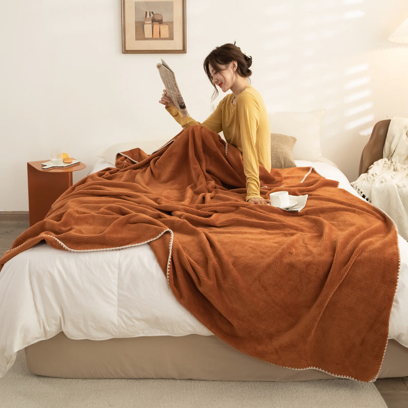 Doppellagige Milchfaser-Fleece-Decke, Waffelmuster