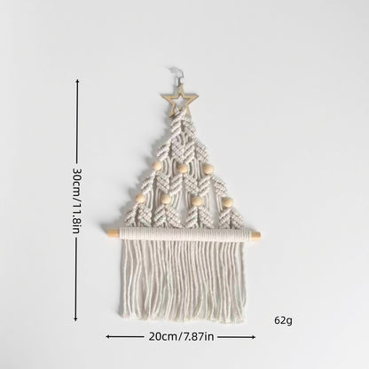 Handgefertir Weihnachtsbaum-Wandbehang aus Baumwollseil