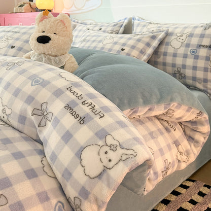 Cartoon-Milchfleece-Bettwäsche, warm und flauschig