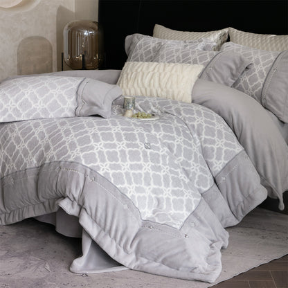 Winter-Bettwäsche-Set, Milchfaser-Fleece, verdickt, 4-teilig