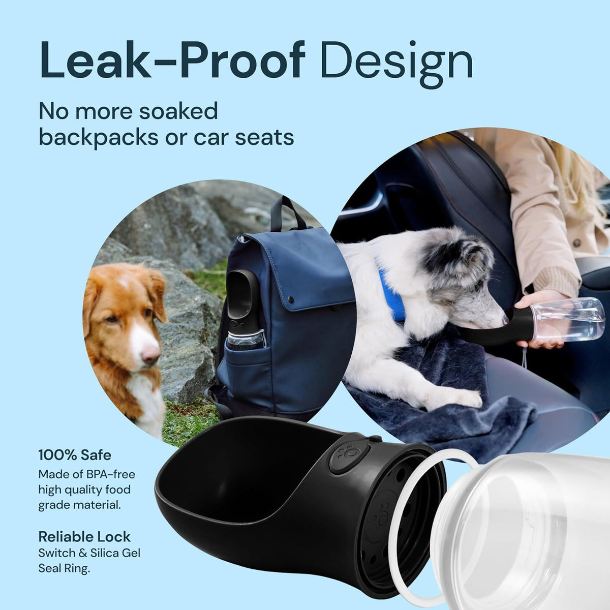 Tragbare 2-in-1 Wasser- und Futtertasse für Haustiere