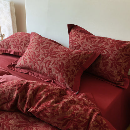 Baumwoll-Bettwäsche-Set, Jacquard-Webung, 4-teilig