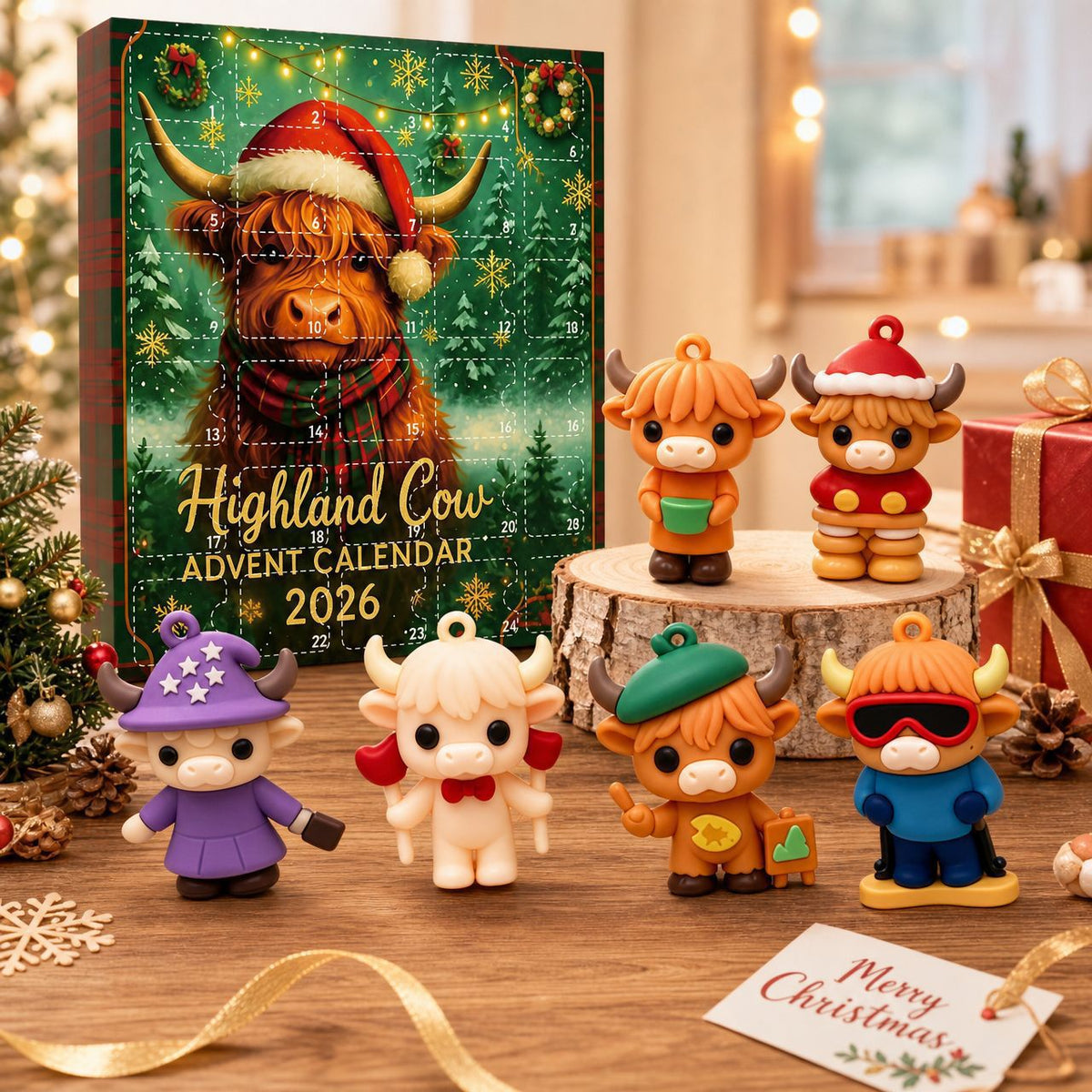 Weihnachts-Adventskalender aus Acryl mit Cartoon-Motiven