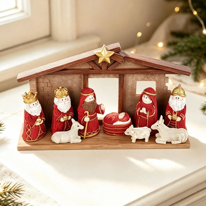 Weihnachtskrippen-Set aus Kunstharz