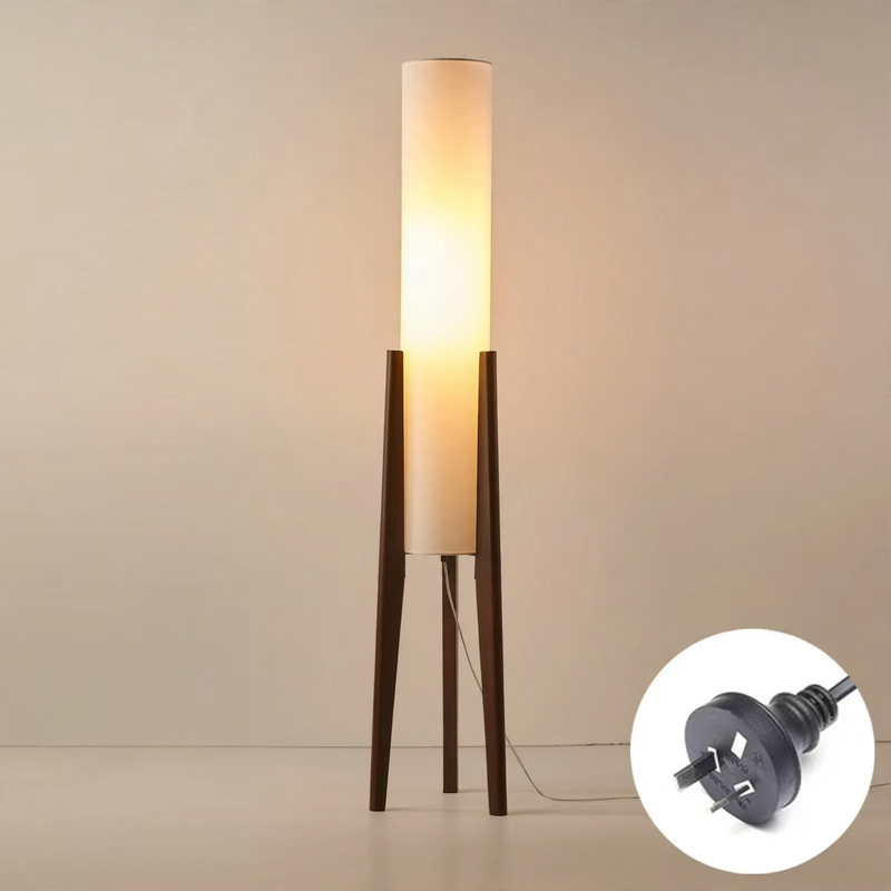 Vintage LED-Stehleuchte mit Holzgestell