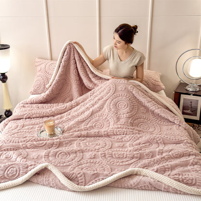 Weiche Korallenfleece-Decke mit Blumenmuster