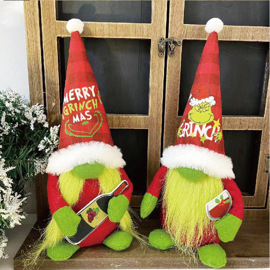 Weihnachts-Wichtelfigur im Grinch-Stil