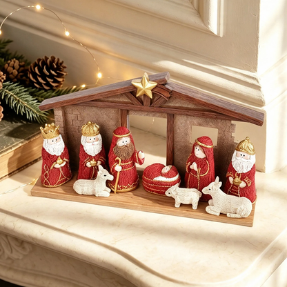 Weihnachtskrippen-Set aus Kunstharz
