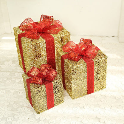 Beleuchtetes Weihnachts-Geschenkbox-Set aus Eisen