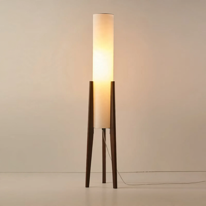 Vintage LED-Stehleuchte mit Holzgestell