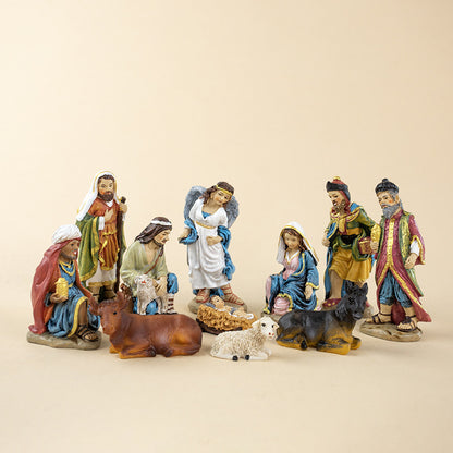 Krippenfiguren-Set aus Kunstharz, 8-teilig