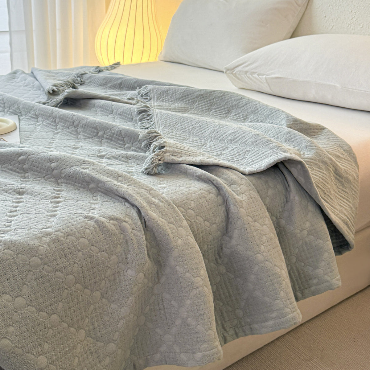 Baumwoll-Gaze-Decke mit Quasten, vielseitig einsetzbar