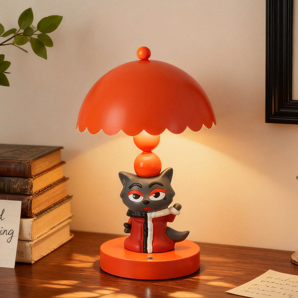 Cartoon-Tischlampe, Rot, Emaillefinish