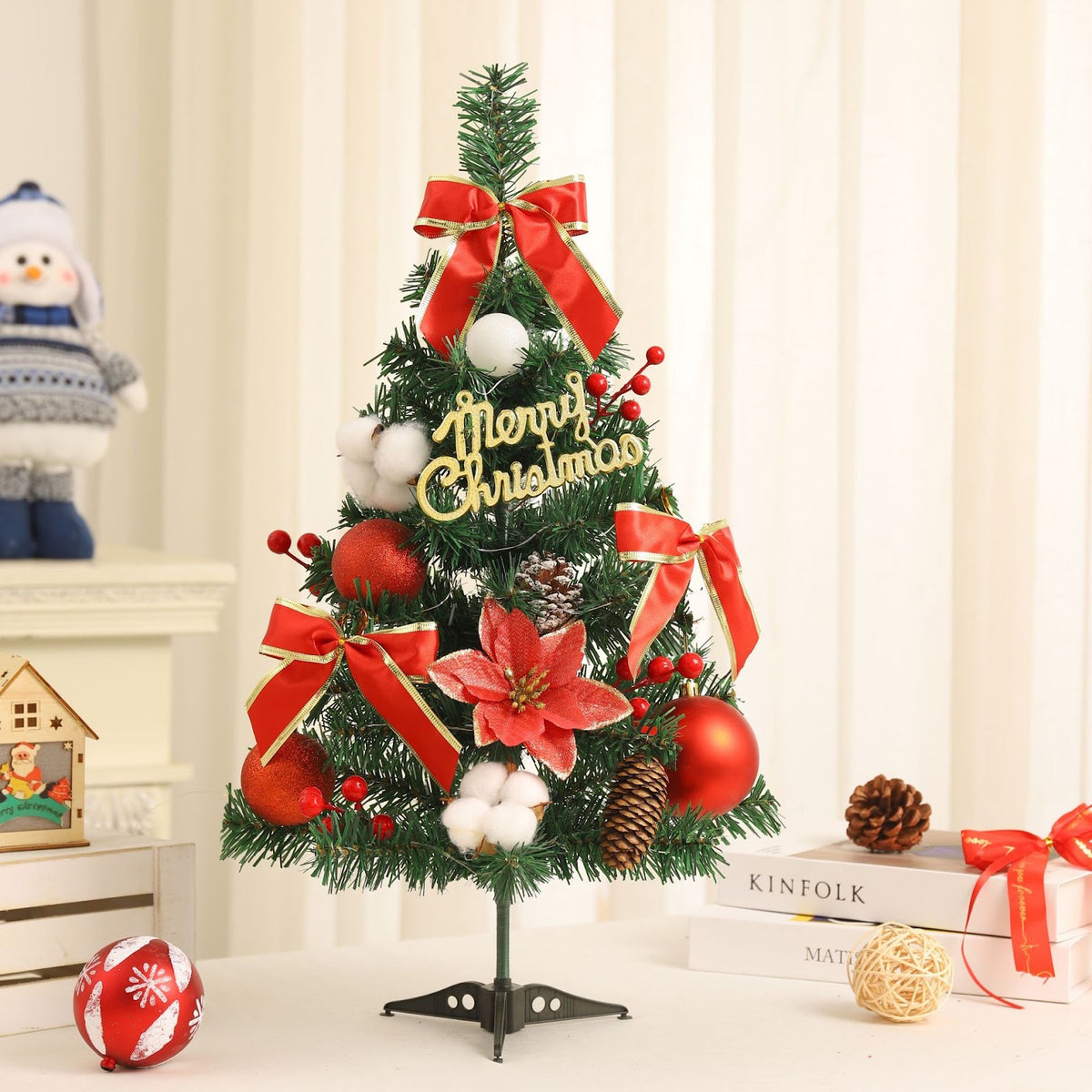 Mini-Weihnachtsbaum, PVC, 60 cm, mit Beleuchtung
