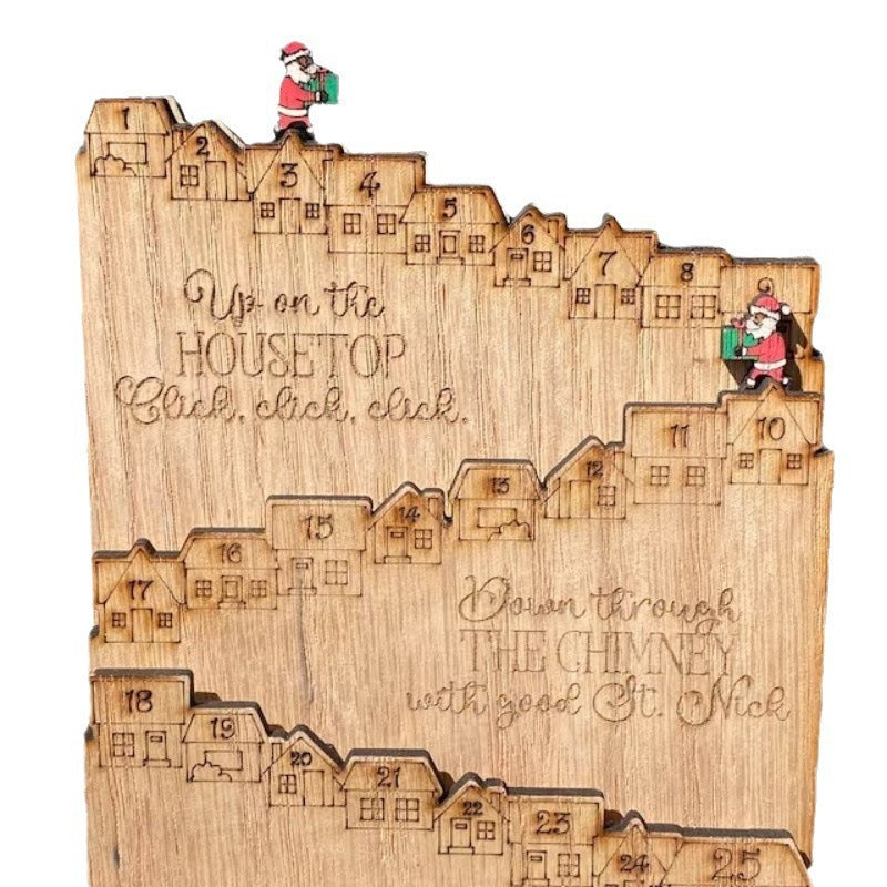 Weihnachts-Adventskalender aus Holz, Tischdekoration
