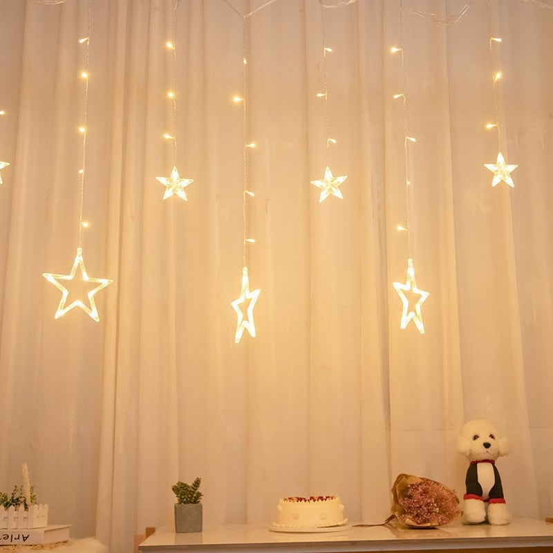 LED-Vorhang-Lichterkette mit Sternen und Monden