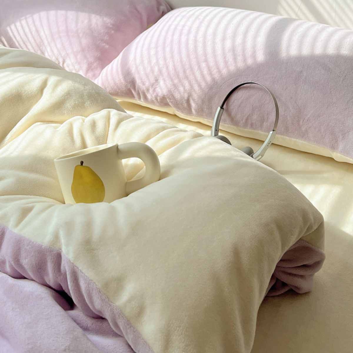Winter-Bettwäsche-Set aus Milchfaser-Fleece, doppelseitig