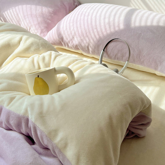 Winter-Bettwäsche-Set aus Milchfaser-Fleece, doppelseitig