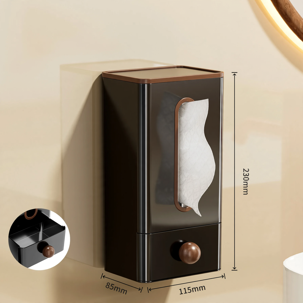 Wandmontierte Kosmetiktuchbox, Kunststoff
