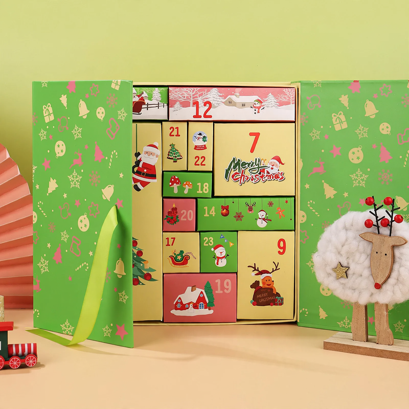 Leere Adventskalender-Geschenkboxen, 24 Fächer