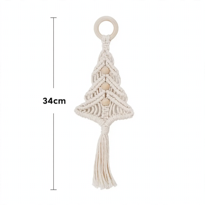 Handgefertir Weihnachtsbaum-Wandbehang aus Baumwollseil