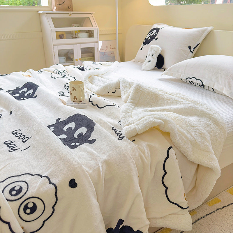 Flauschige Milchfaser-Fleece Wohndecke, winterwarm