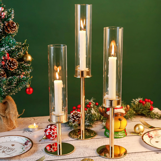Eleganter Kerzenhalter aus Glas und Metall