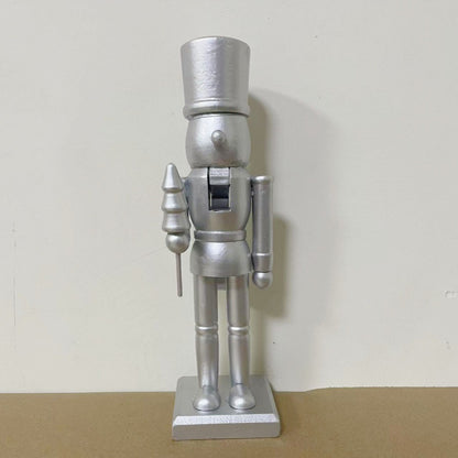 Nussknacker-Figur aus Holz, silberfarben