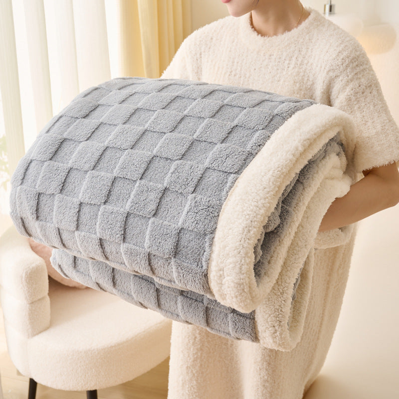 Wasserwürfel-Korallenfleece-Decke mit Lammfleece