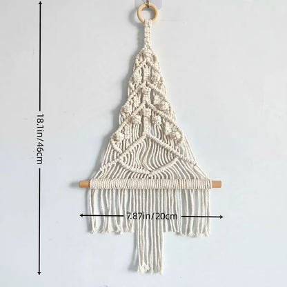 Handgefertir Weihnachtsbaum-Wandbehang aus Baumwollseil