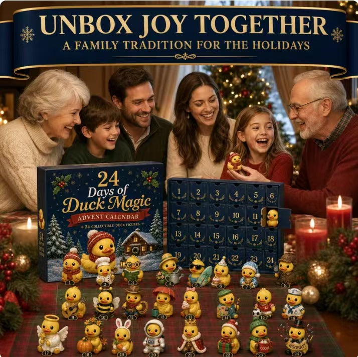 Weihnachts-Adventskalender mit 24 Enten-Figuren
