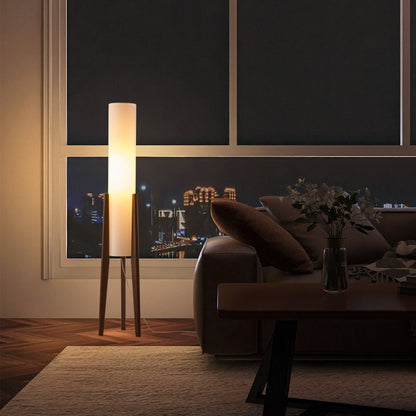 Vintage LED-Stehleuchte mit Holzgestell